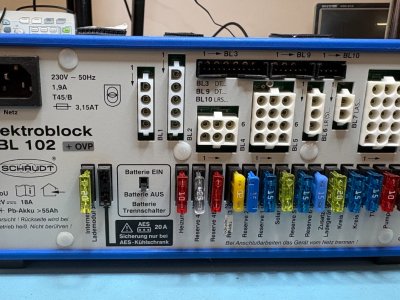 Schaudt, Elektroblock EBL 102 - Diagnostika jednotky karavanu Schaudt Elektroblock EBL 102